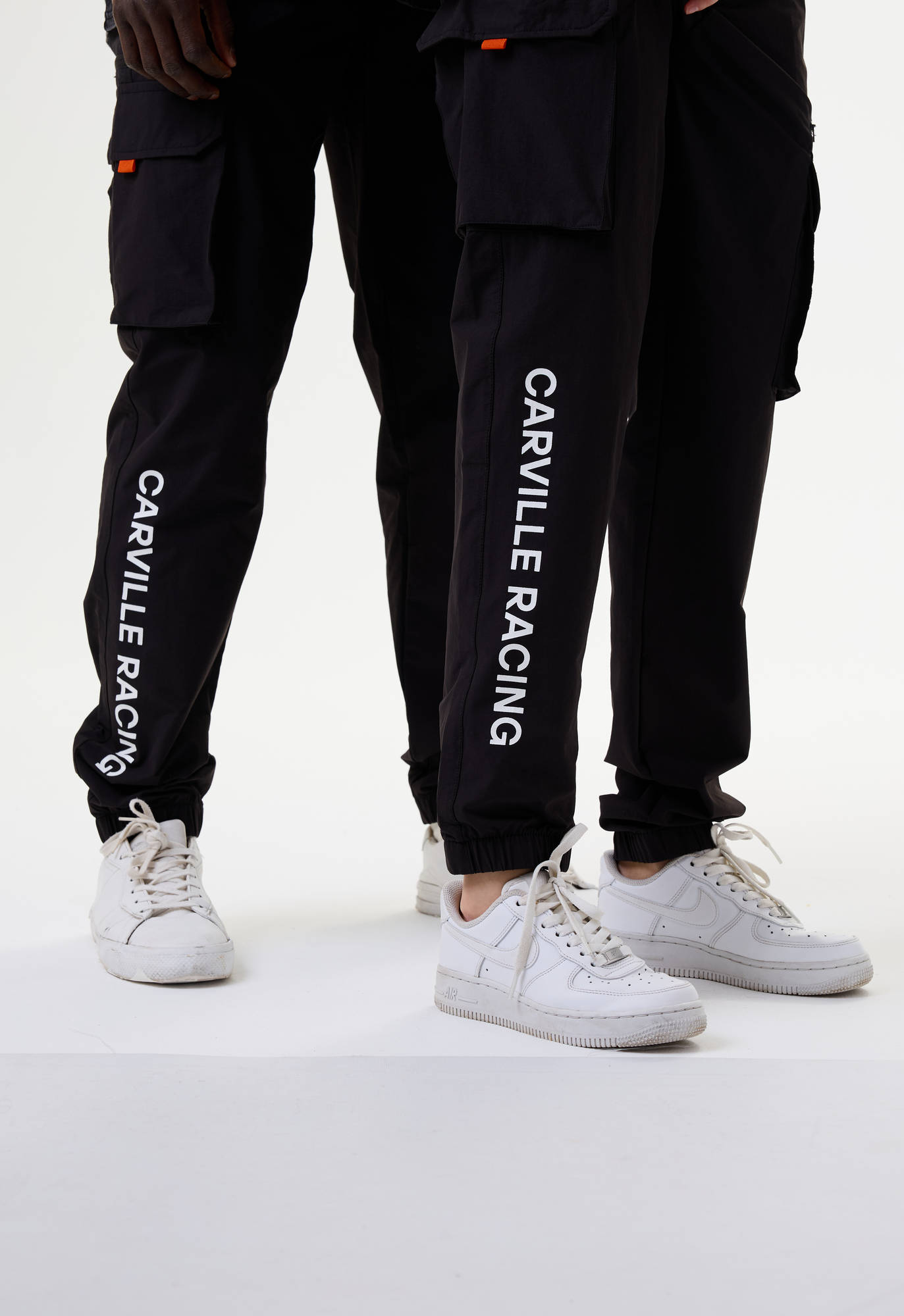 Брюки карго чёрные с принтом лого CR Carville Racing 9CR15 