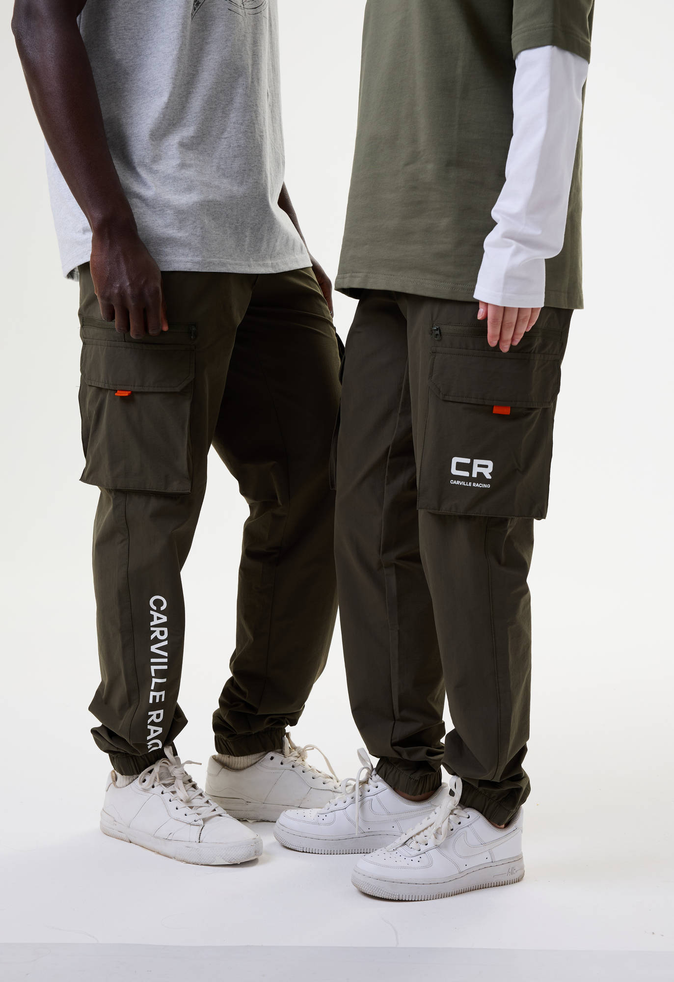 Брюки карго зелёные с принтом лого CR Carville Racing 9CR9 