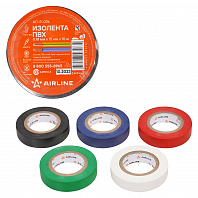 Изолента ПВХ, набор 5 шт.(син.,чёр.,кр.,зел., бел.), 15 мм*10 м