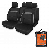 Чехлы для сидений универсальные "MONRO", 11 пред., повыш. комфорт, полиэстер, черн.