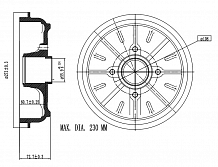 Барабаны тормозные для автомобилей Peugeot 207 (06-) d=228.6 без подшипника