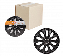 Колпаки колесные 15" "Волтек", черный глянец, хром кольцо, компл. 2 шт.