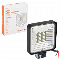 Фара светодиодная квадратная, 49LED, ближний свет, 25Вт, 108х108х28мм, 12/24В, PLUS