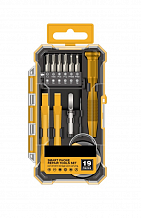 Инструмент для точных работ, набор 19пр. (рукоятка, биты PH, SL, TORX), пласт. кейс