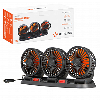 Вентилятор в салон тройной поворотный 360, 3x10.5см, 12В, общая регулировка, скотч