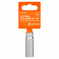 Головка торцевая 1/4"DR шестигранная 13мм, L=50мм пласт.подвес