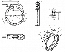 Хомут глушителя V-band быстросъемный с фланцами D=51 мм (нержавеющая сталь)