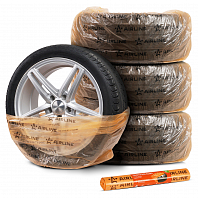 Пакеты для колес R12-22, 4 шт в рулоне, 115х115 см, 17 мкм, оранж.