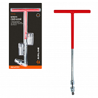 Ключ свечной Т-образный 350мм головки 16, 21мм INDUSTRY металл.рукоятка, резиновый фиксатор