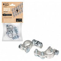 Клеммы АКБ в комплекте латунь, прижимная планка для проводов до 50 мм кв.