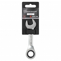 Ключ комбинированный трещоточный короткий 15мм PRO, пласт.подвес