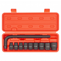 Набор головок ударных 1/2"DR L=38мм, 10пр. (10-24мм, Г-вороток) пласт.кейс.