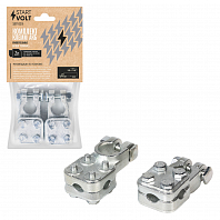 Клеммы АКБ в комплекте цинк, прижимная пластина для проводов до 75мм кв.