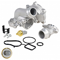 Корпус термостата для автомобилей VW Passat B6 (05-)/Skoda Octavia A5 (04-) 1.8T/2.0T (алюминиевый, с датчиком)