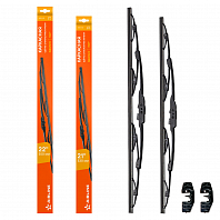 Щетки стеклооч комплект (2 штуки) 550/530мм (22"/21") каркасные с креплением "Крючок 9х3, 9х4 мм" (AWBJ007) МП-серия