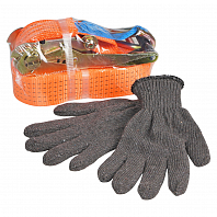 Набор Ремень стяжной+Перчатки (ремень крепления груза с храповиком 10т 10 м; перчатки ХБ серые)