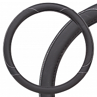 Оплетка на руль, искусственная кожа с перфорацией, черная, 40 см / L