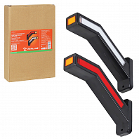 Фонарь габаритный светодиодный (огонь контурный) PLUS , 12/24В, прямоугольный, красный + белый + оранжевый, повторитель указателя поворота, комплект 2 шт.