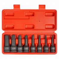 Набор головок ударных 1/2"DR L=78мм внешний шестигранник, 8пр. (5-19мм) пласт.кейс