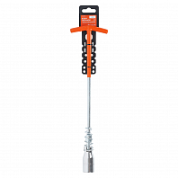 Ключ свечной Т-образный карданный 21мм, 350мм с пружиной, резиновый фиксатор