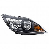 Фара для автомобилей Ford Focus II (05-) (головного света) рестайлинг, галоген, электрический корректор., цвет рамы: черный, правая