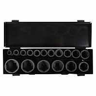 Набор головок ударных 1/2"DR L=38мм, 17пр. (10-36мм) металл.кейс.