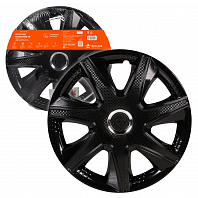 Колпаки колесные 14" "Джой", черный глянец, хром кольцо, компл. 2 шт.