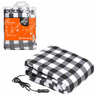 Плед с подогревом автомобильный 12В, 45Вт (140*110 см), флис, черно-белый