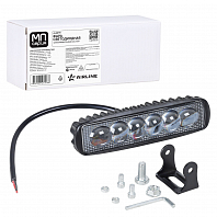 Фара светодиодная прямоугольная, 6LED, дальний свет (4D линза), 18Вт, 157х42х40мм, 12/24В, PLUS МП-серия