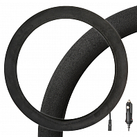 Оплетка на руль с подогревом, 12В, 36Вт, искусств.замша, черная, 38 см/М