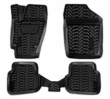 Ковры для VW Polo SD (10-), 4 шт., (крепеж),выс. борт, 3D с подпятником, ТЭП, черн.