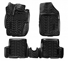 Ковры для Renault Duster (рест.)/Kaptur 4WD (15-), 4 шт., (крепеж), выс. борт, 3D с подпятником, ТЭП, черн.