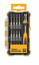 Инструмент для точных работ, набор 25пр. (рукоятка, биты PH, SL, TORX, HEX), пласт. кейс