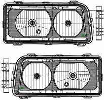 Фара для автомобилей Sitrak C7H/Howo T5G (головного света), с электрическим корректором, для автомобилей с металлическим бампером, комплект: левая и правая (2 штуки)