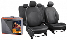 Чехлы для Volkswagen Polo седан (10-14 г.)(16-), "Alonso", 13 пред., задн.спин. 1/3, экокожа перф., черн.