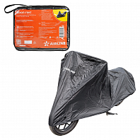Чехол-тент на мотоцикл защитный M (225х90х110см), люверс под замок, черный
