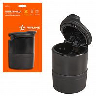 Пепельница "Элит" прорезиненная с крышкой, цвет черный