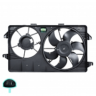 Электровентилятор охлаждения для автомобилей Ford Tourneo Connect (02-) 1.8i/1.8d A/C+(c кожухом и резистором)