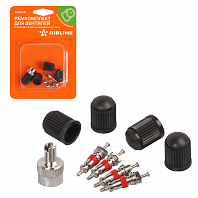 Ремкомплект для вентилей (4 золотника, 4 пласт.колп, 1 ключ) в блистере