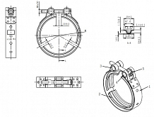 Хомут глушителя V-band с фланцами D=51 мм (нержавеющая сталь)