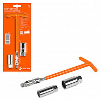 Ключ свечной Т-образный 250мм головки 16, 21мм, резиновый фиксатор