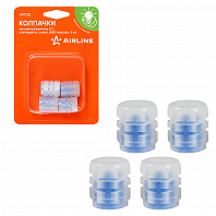 Колпачки на шинный вентиль S-1, светящиеся, синие, ABS-пластик, 4 шт.