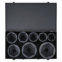 Набор головок ударных 1"DR L=90мм и L=120мм, 8пр. (50-100мм) металл.кейс