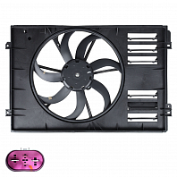 Электровентилятор охлаждения для автомобилей Skoda Yeti (09-) 1.2T (с кожухом)