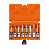 Набор головок 1/2"DR со вставками TORX, L=100мм, 8пр. (T20-T60), кейс