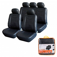 Чехлы для сидений универсальные "CONSUL", 11 пред, искусст.кожа, черн.