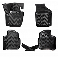 Ковры для VW Polo/ Rapid (20-), 4 шт.,(крепеж),выс. борт, 3D с подпятником, ТЭП, черн.