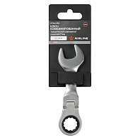 Ключ комбинированный трещоточный шарнирный короткий 17мм PRO, пласт.подвес