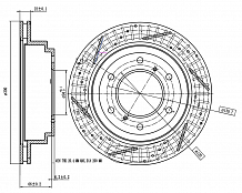 Диски тормозные для автомобилей Mitsubishi Pajero III (00-) / Pajero IV (06-) задний d=300 PRO (перфорированный / слотированный / окрашенный)