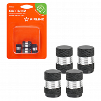 Колпачки на шинный вентиль K-6, черные, металл, 4 шт.